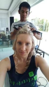 Getting my hair done for the Photo & Video Shoot.